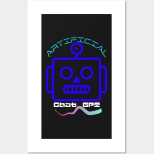 Chat GPT Artificial , Blue Robot Posters and Art